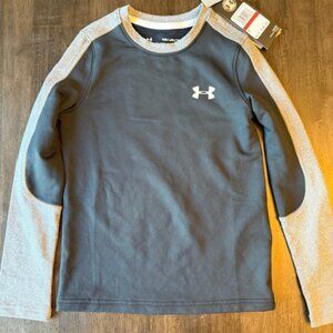 NEW Boys Gray/Black Under Armour ColdGear Armour Long Sleeve T-Shirt (Size YXS)